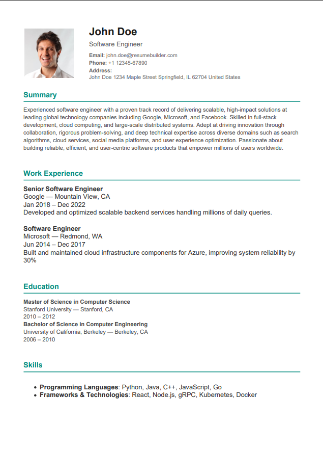 CV Sample 2