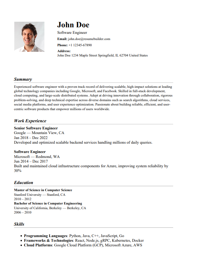 CV Sample 3